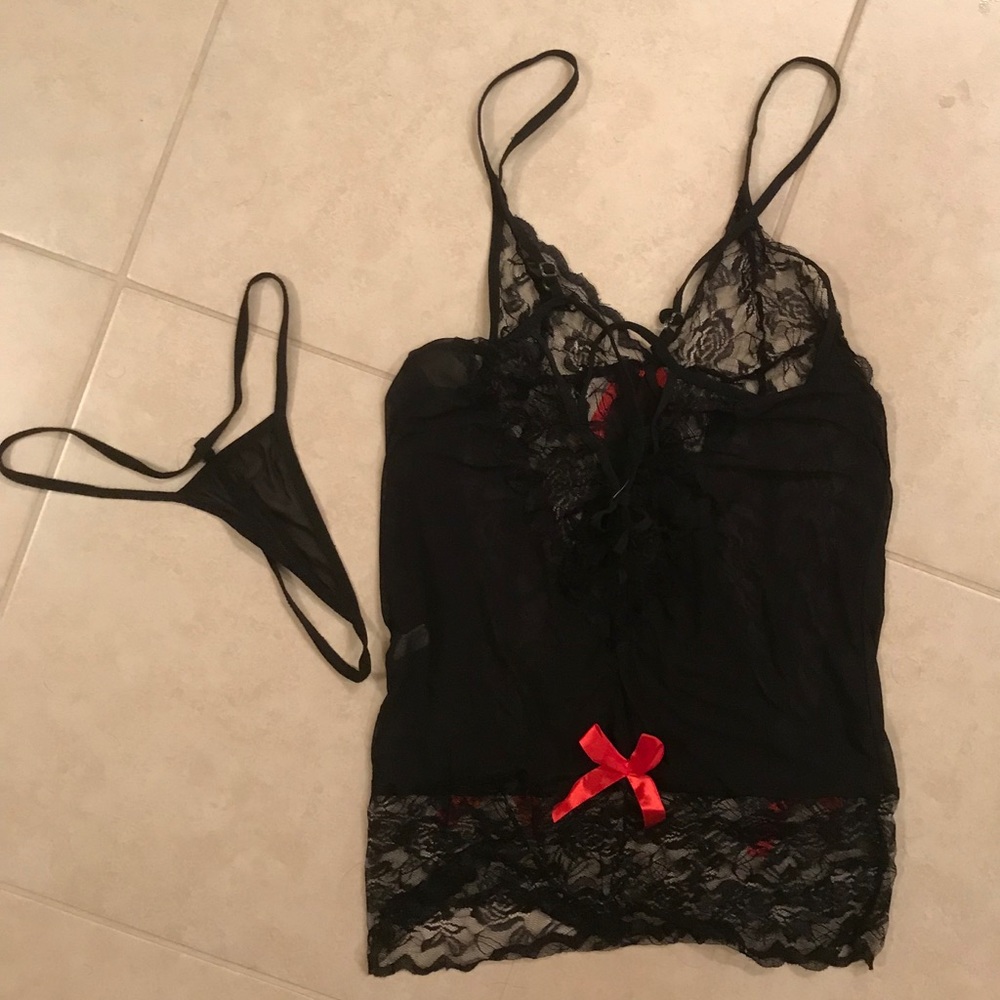 NWOT Black with red lingerie Sexy black lace - Picture 4 of 6